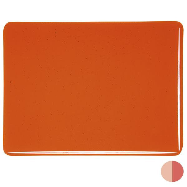 1125 Orange Striker Transparent Bullseye 90 COE Glass Sheet 10x10" 90COE Fusible 001125-0030-F-1010-