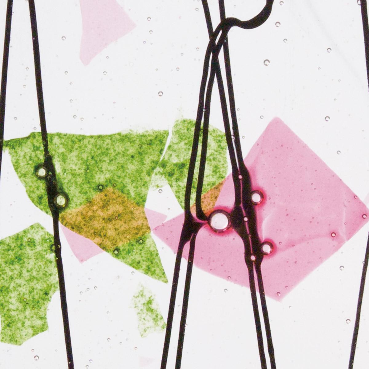 4114 Spring Green & Deep Pink on Clear Collage Bullseye 90 COE Glass Sheet 10x10" 90COE Fusible-