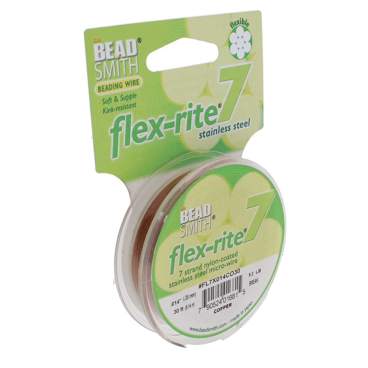COPPER COLOR .014" 7 Strand 30' BEADSMITH FLEX-RITE Beading Wire FLEXRITE
