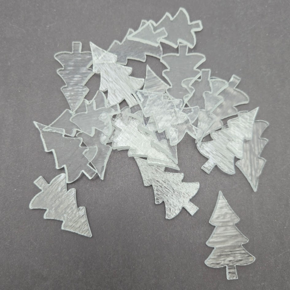 Wholesale Lot 20 Pieces 90 COE Tall Mini Trees Glass Precut Clear 1 x 1.75"