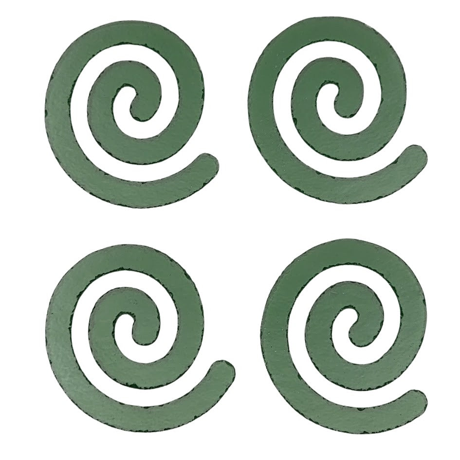 123 Medium Green Transparent FOUR Spirals 96 COE Precut Glass Fusing Shapes-