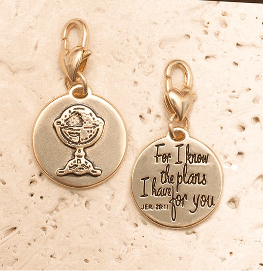For I Know the Plans I Have For you 2-sided Charm Amanda Blue Bible Verse Clip-