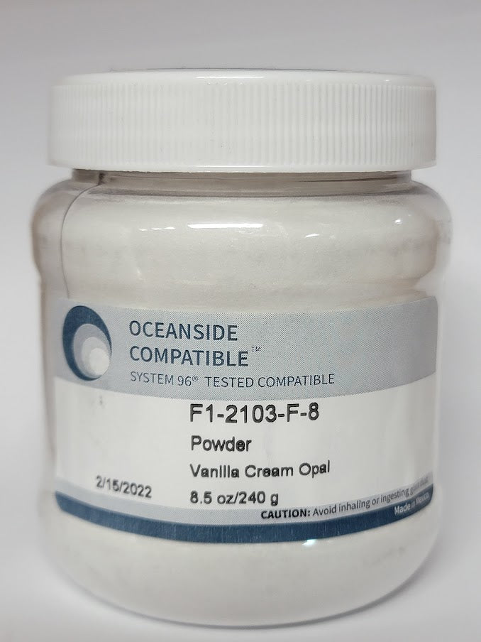 F1 2103 Vanilla Cream Opal POWDER 96 COE Frit 8.5 oz Jar-