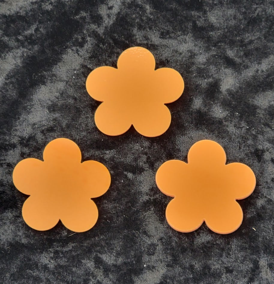 THREE Pieces Happy Flowers 96 COE Precut Glass Design Shape Choice of Color Size-Custom Large, Persimmon