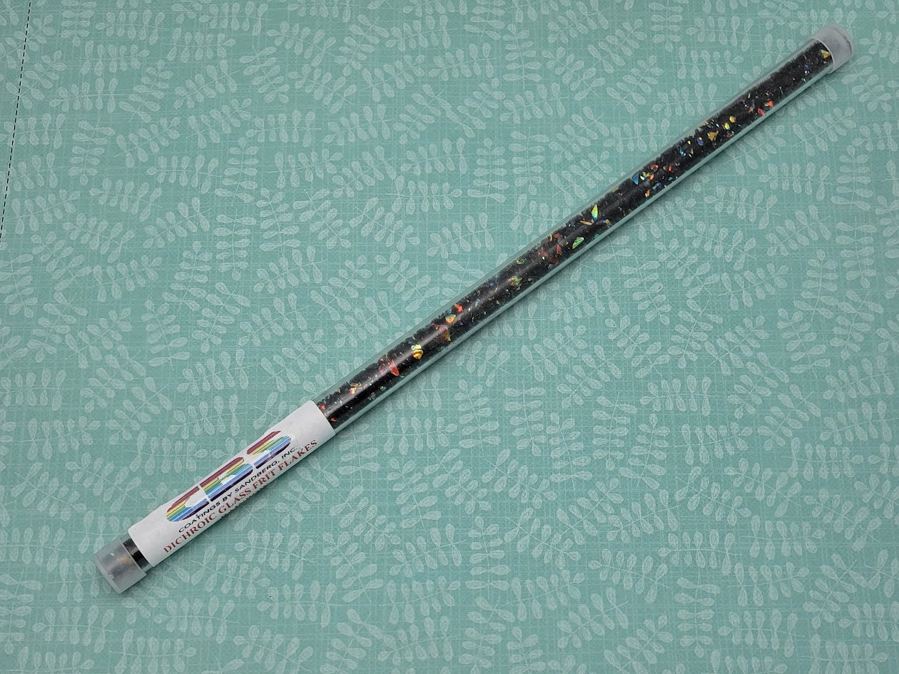 Fine Dichroic GLASS FRIT FLAKES System 90 COE CBS Rainbow on Black Sandberg-