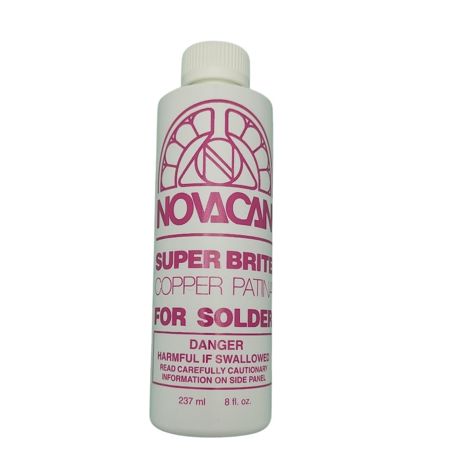 Full Size PATINA FOR STAINED GLASS Novacan Copper for Solder Lead 8 ounces-