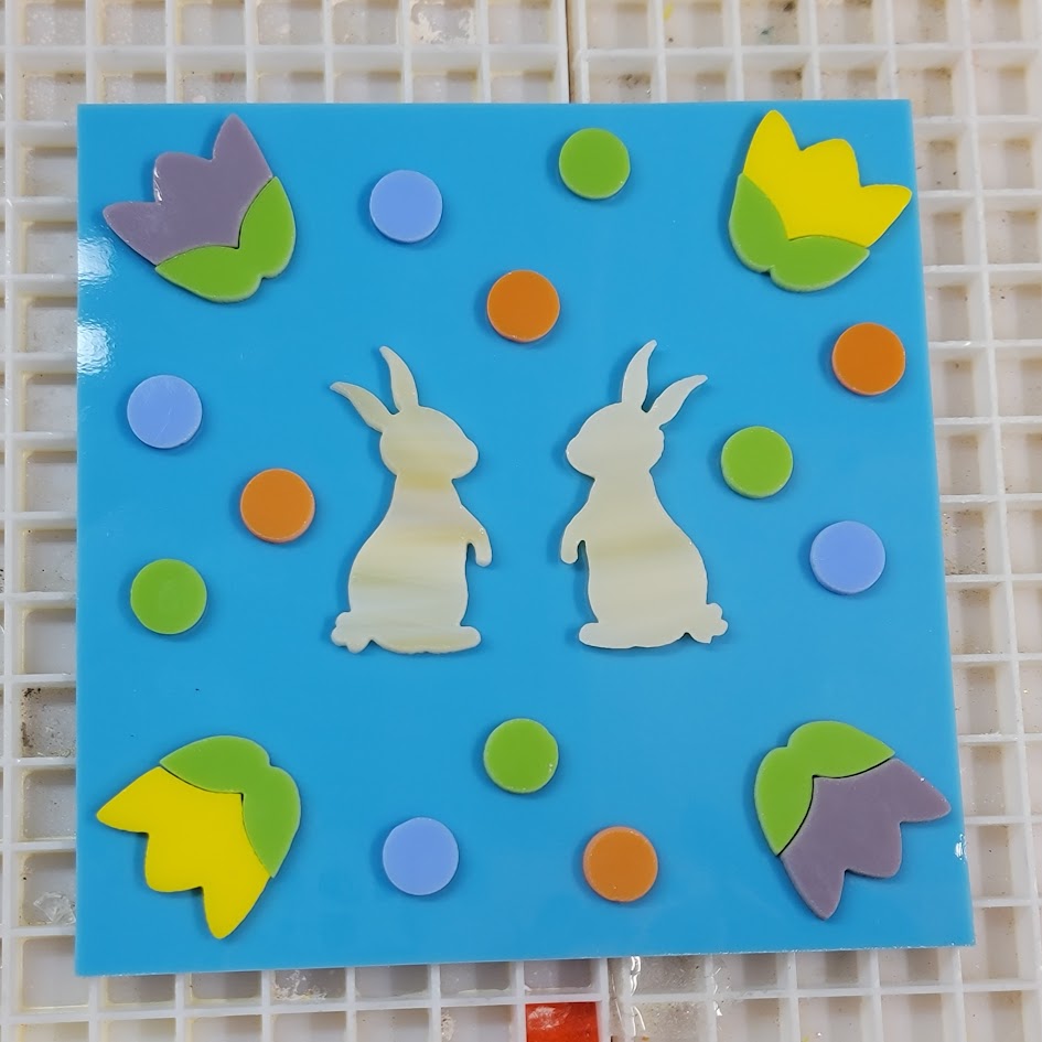 96 COE Rabbit Bunny Precut Glass Shapes Set of TWO Pieces Choice of Color 96COE-