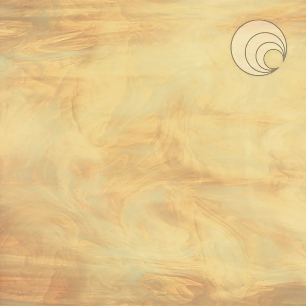 317.02F Pale Amber White Mix 12 x 12 Inch Oceanside Compatible 96 COE Sheet Glass-