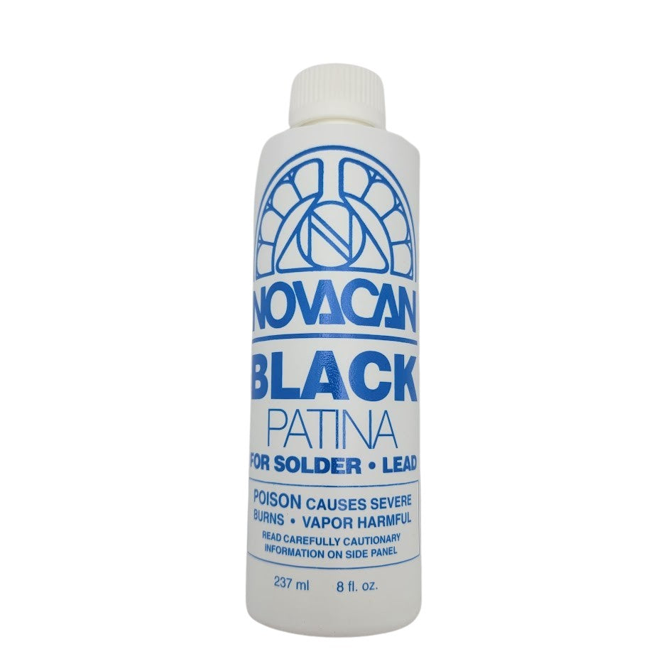 8 Ounce PATINA FOR STAINED GLASS Novacan BLACK for Solder Lead CHEMICALS ORMD-