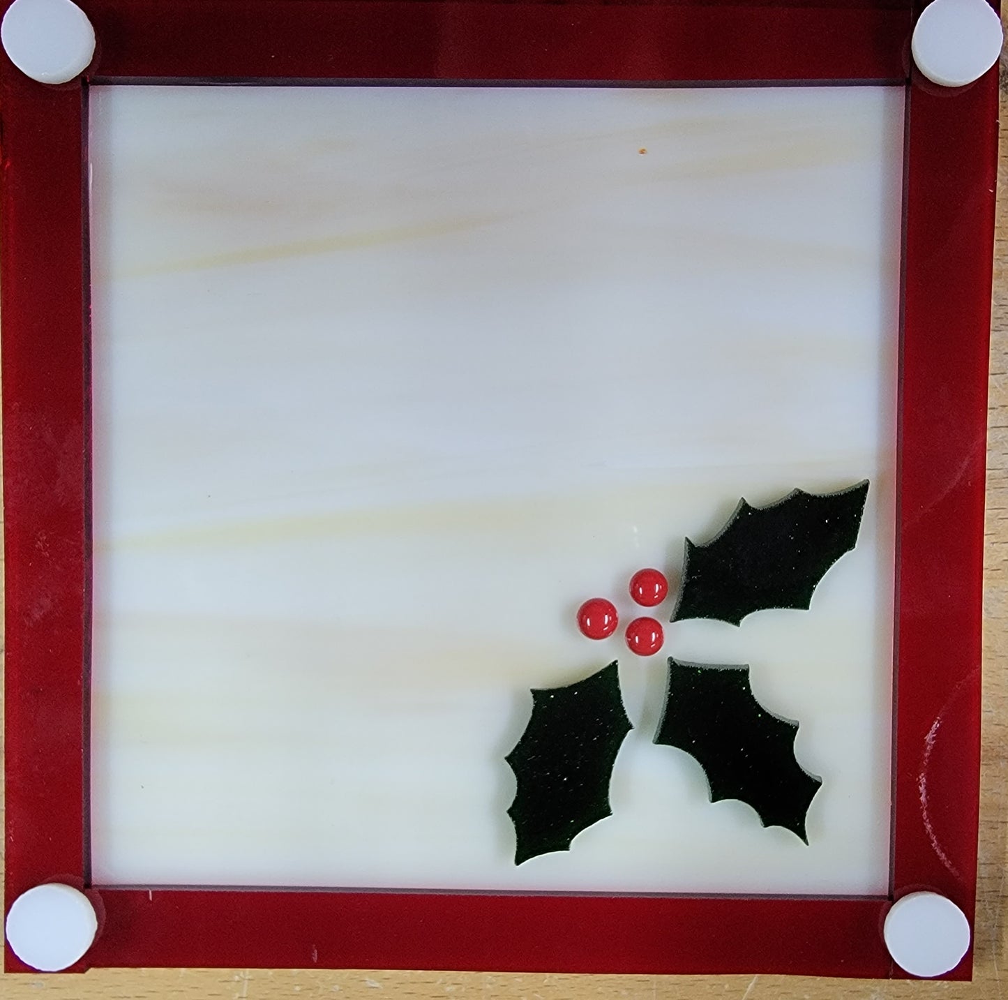 96 COE Holly Leaf Cluster with Berries Glass Precut Fusing Supplies-