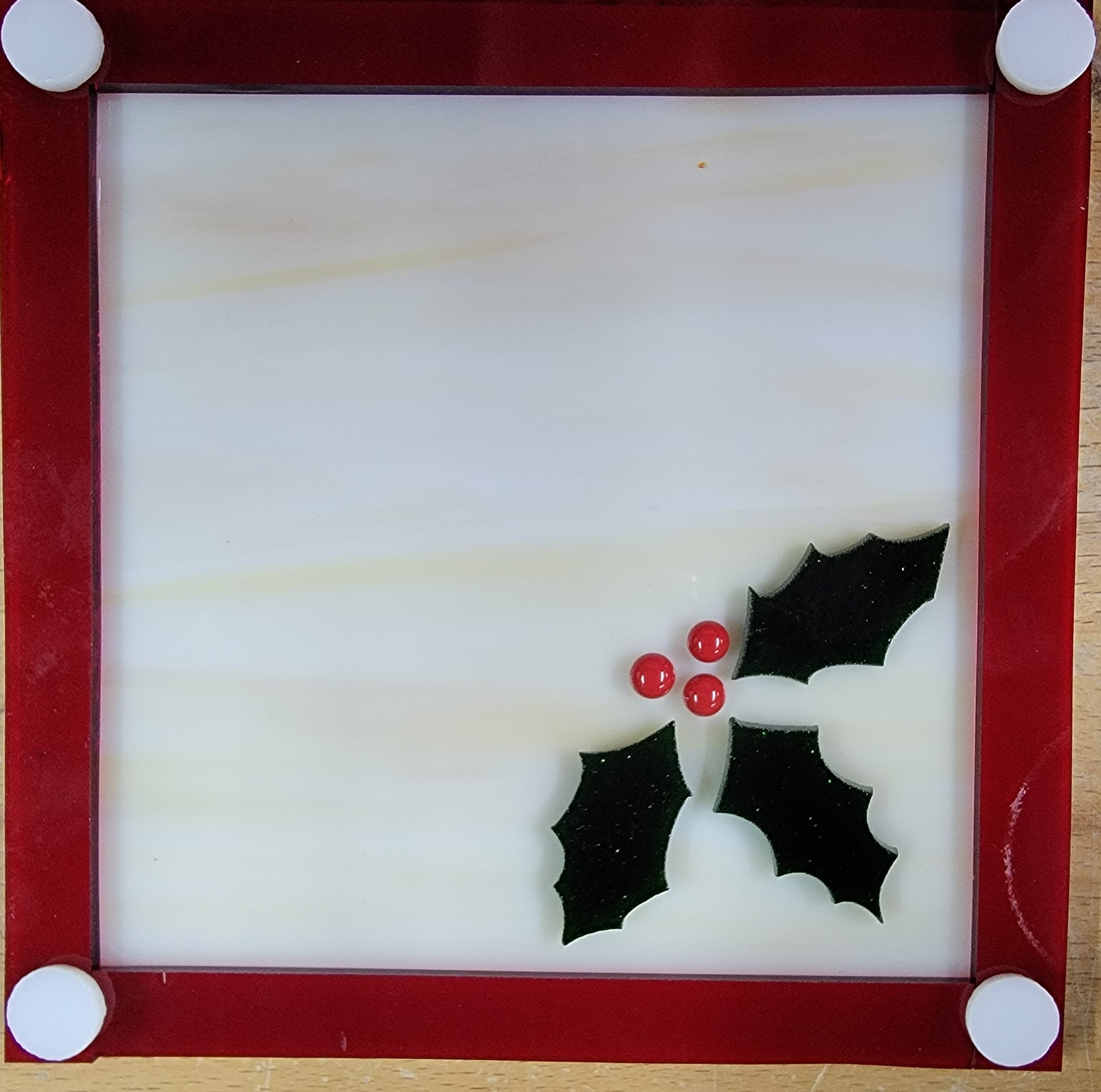 96 COE Holly Leaf Cluster with Berries Glass Precut Fusing Supplies-