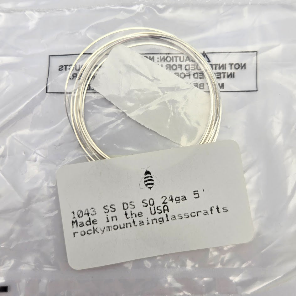 24ga Dead Soft Square Solid Sterling Silver Five Feet Wrapping Wire Made in the US-