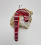 Fused Glass CANDY CANE Christmas Tree Ornaments Handmade 3.7 inches Tall- 