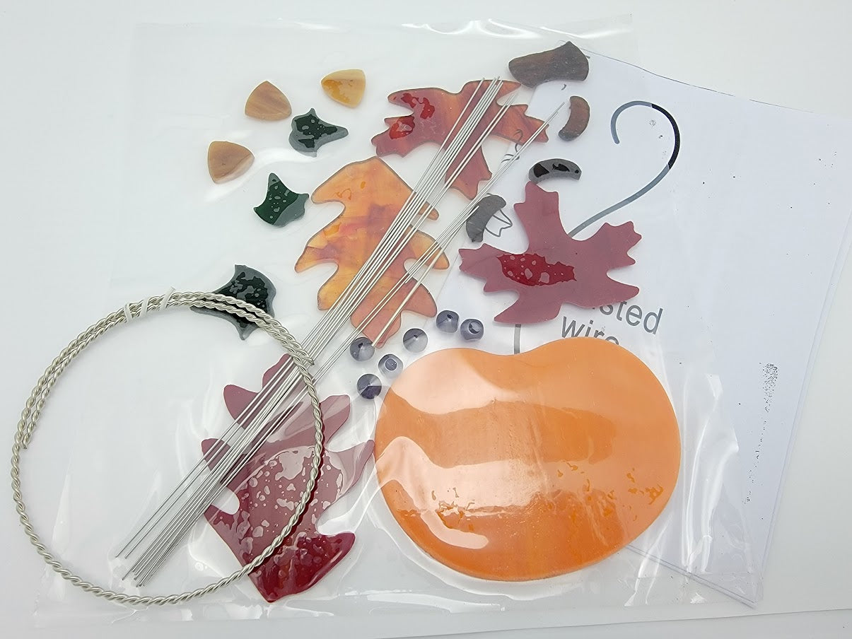Read Description FALL SCROLL KIT Precut Stained Glass Pumpkin Leaves Studio One 9822-