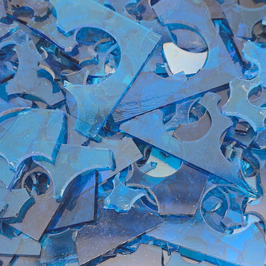 Transparent Aqua Family Blues 96 COE Scrap Glass 8 ounce Package 96COE Sheet-