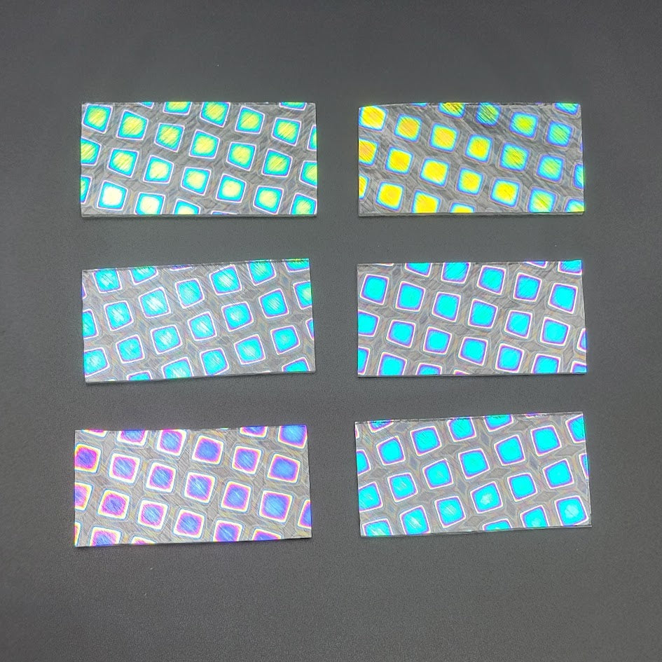 1x2" 90 COE Square 3 Rainbow on CLEAR Dichroic Glass Sample Fusing