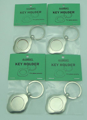 FOUR KEY RING FINDINGS 1" Display Fused Glass Cabachons Aanraku VALUE PACK