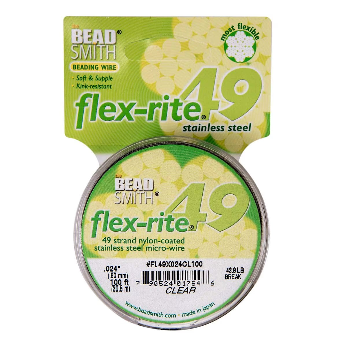 Stainless Steel CLEAR .024" 49 Strand 100' BEADSMITH FLEX-RITE Wire FLEXRITE