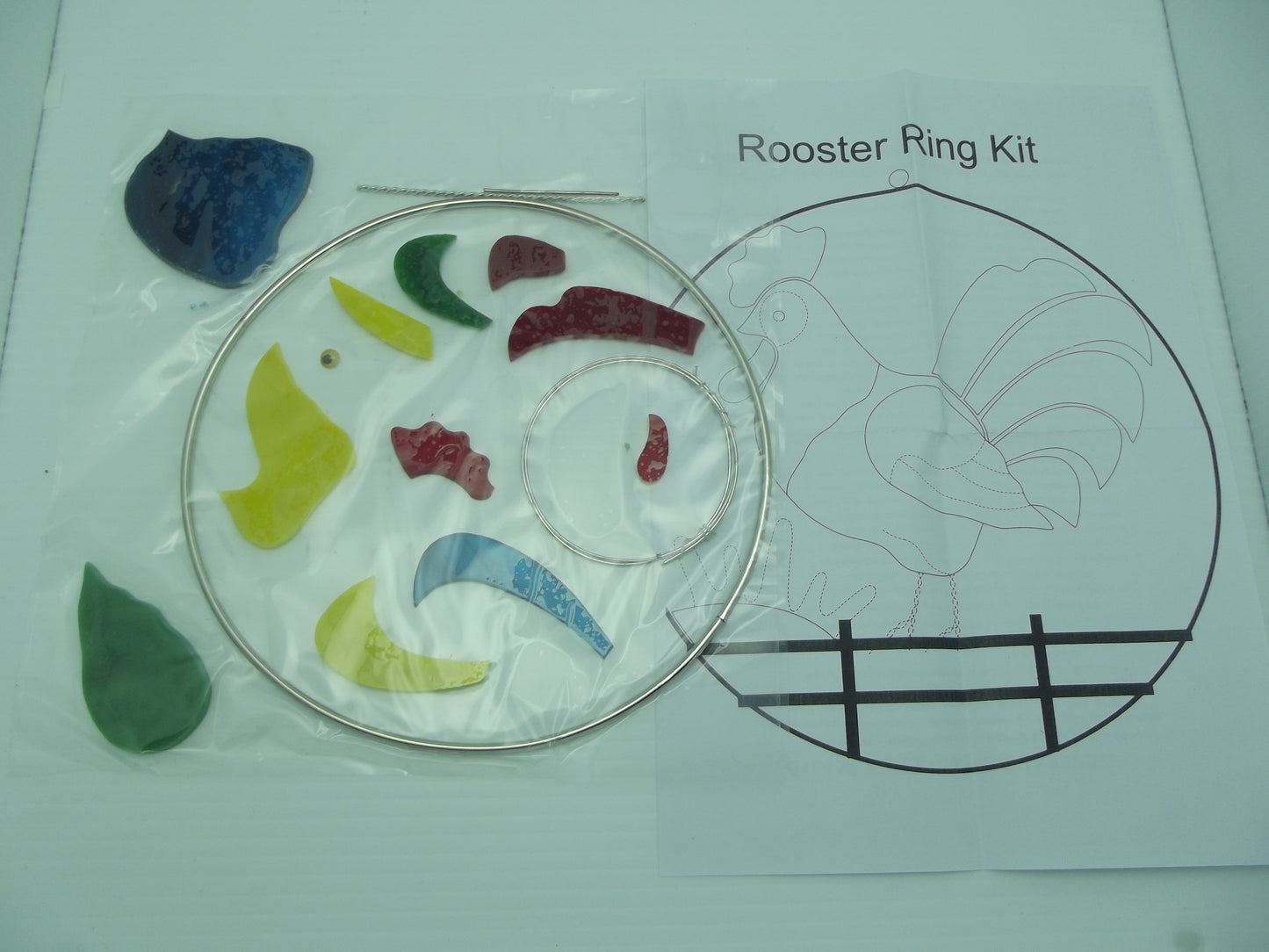 Read Description Kit Adorable ROOSTER RING Pre-Cut Stained Glass 8" Studio One 9044-
