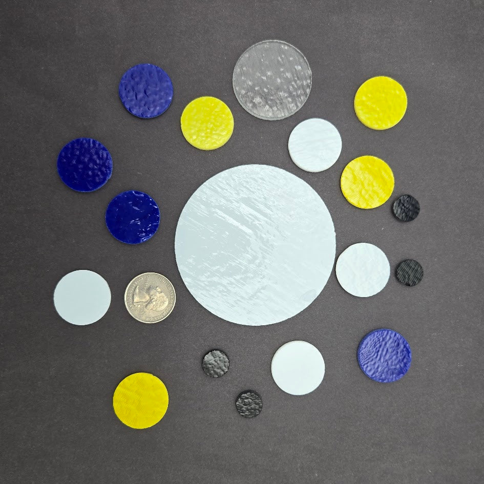 FLAWS Set of 18 Circles 90 COE Bullseye Precut Glass-
