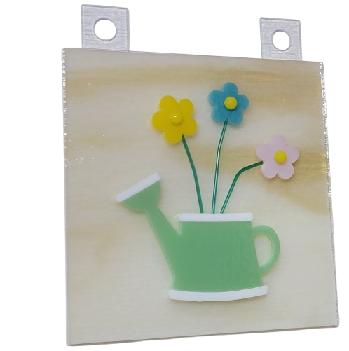 White Watering Can 90 COE Precut Glass Cluster for Fusing-