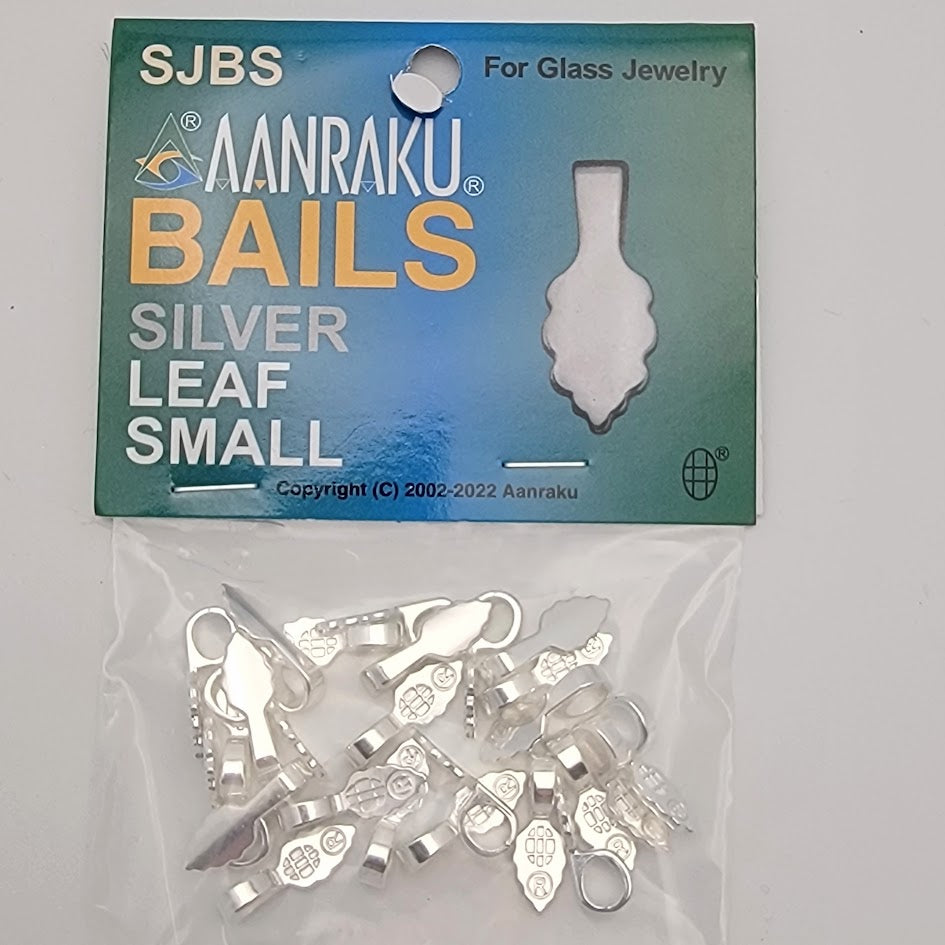 Silver Plated Jewelry Bails SMALL New Aanraku 25 Leaf Glue-On-