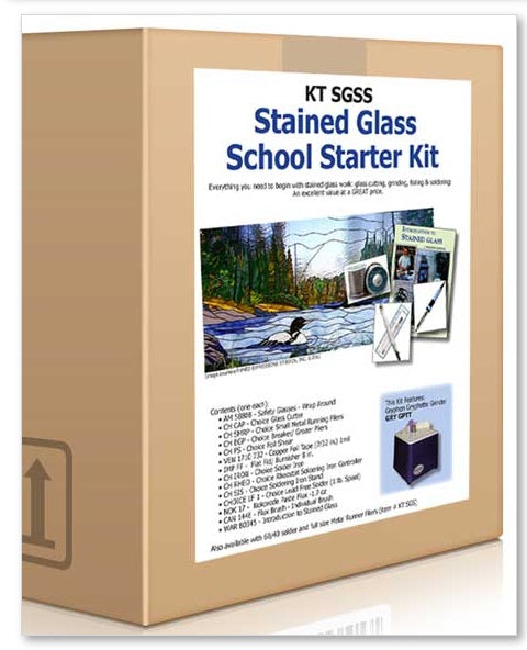 School Version Stained Glass Starter Kit Beginner Set GRINDER Tools SOLDERING IRON-