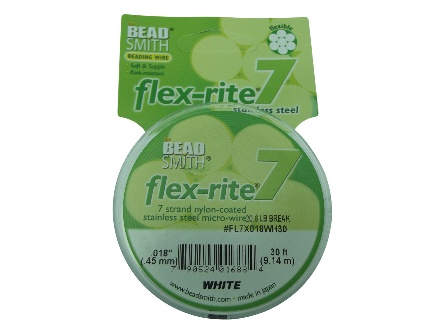 WHITE COLOR .018" 7 Strand 30 feet BEADSMITH FLEX-RITE Beading Wire FLEXRITE-