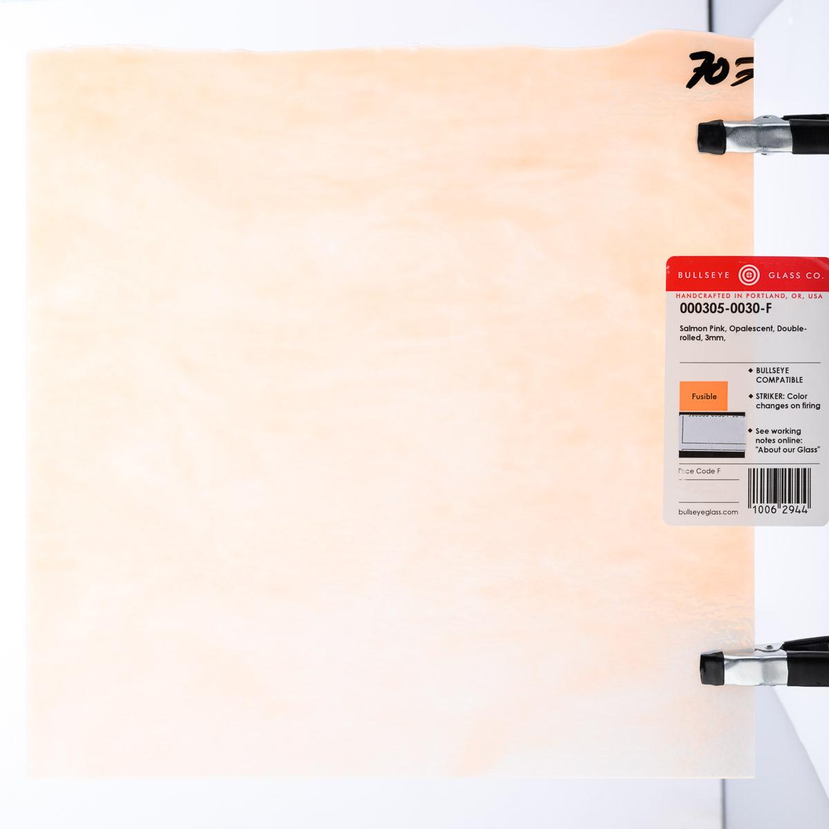 0305 Salmon Pink 90 COE Bullseye Fusing Glass Sheet 5x5 inch 3mm Striker 90COE-