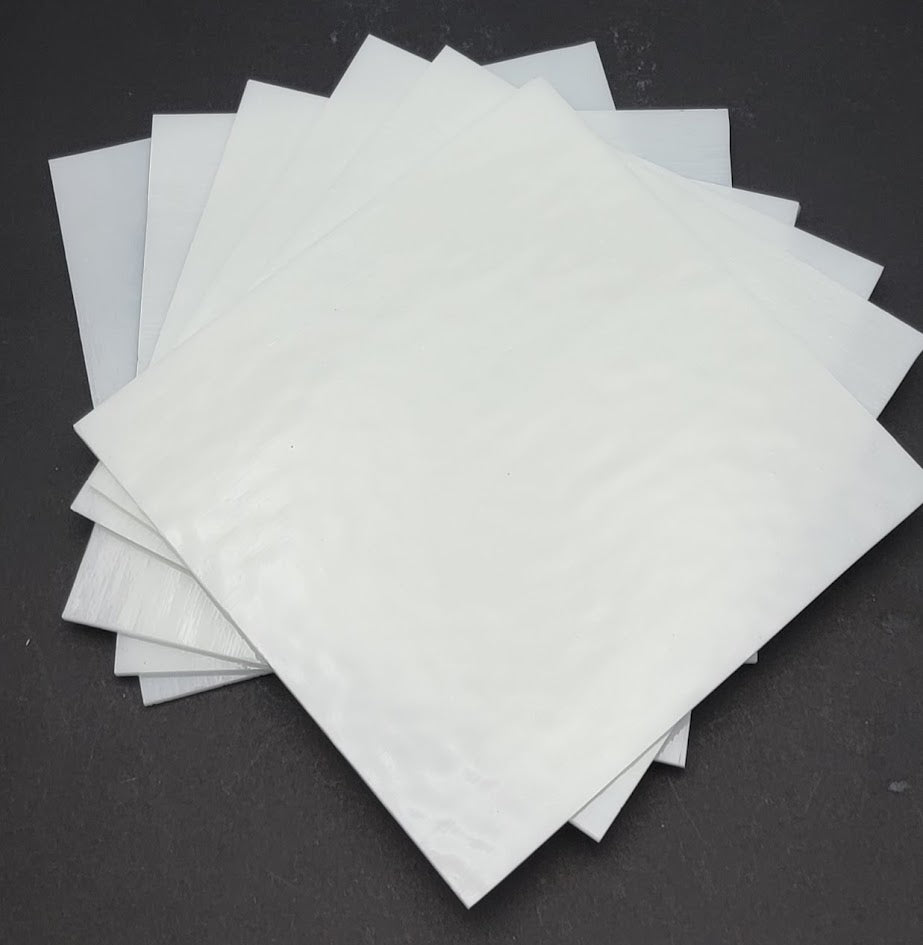 Six 6x6 inch sheets 0113 Tekta 3mm WHITE Fusing Bullseye 90 COE Glass Sheet-
