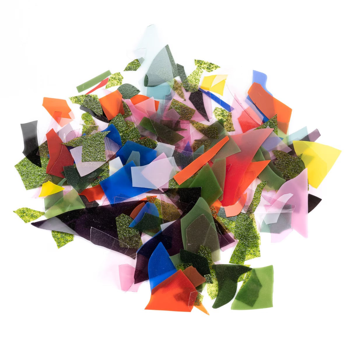 8418 85 Bullseye Confetti Mini Mix 8 Ounce Jar Glass Thin Shards-