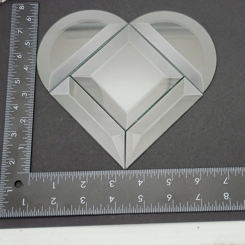 Beveled Heart Cluster Suncatcher Kit Glass 5 Piece Set-