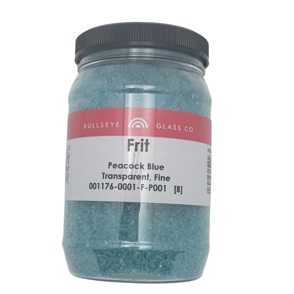 1176 Peacock Blue Transparent 90 COE FINE Full Jar One Pound Bullseye Frit