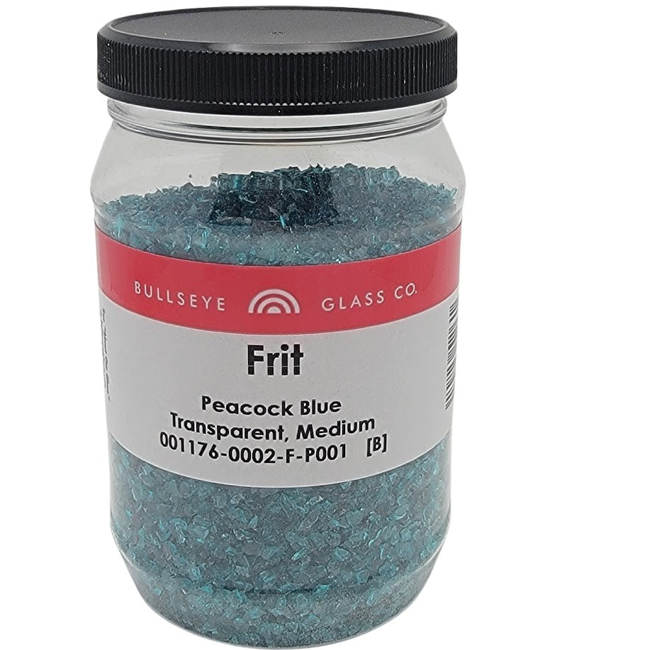 1176 Peacock Blue Transparent 90 COE MEDIUM Full Jar One Pound Bullseye Frit