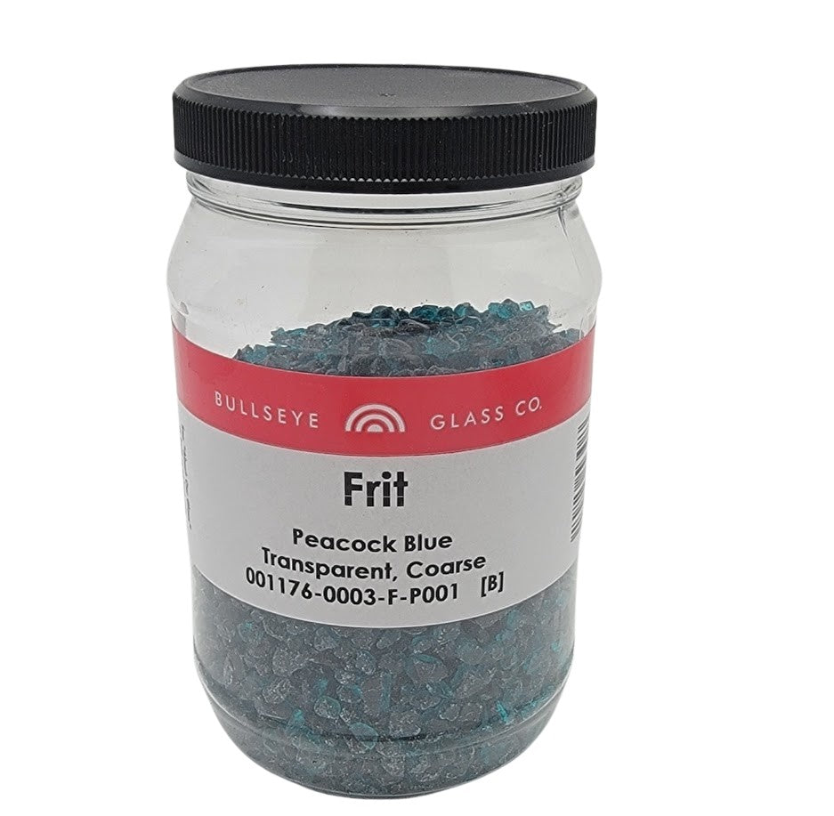 1176 Peacock Blue Transparent 90 COE COARSE Full Jar One Pound Bullseye Frit