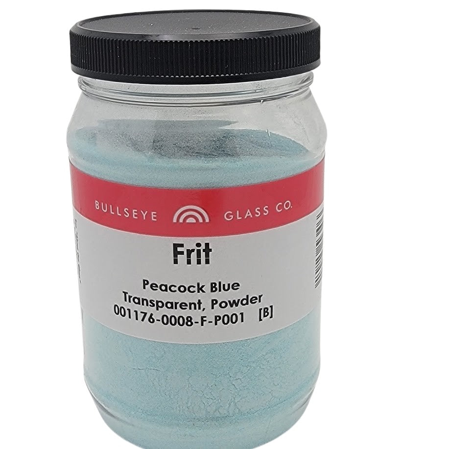 1176 Peacock Blue Transparent 90 COE POWDER Full Jar One Pound Bullseye Frit