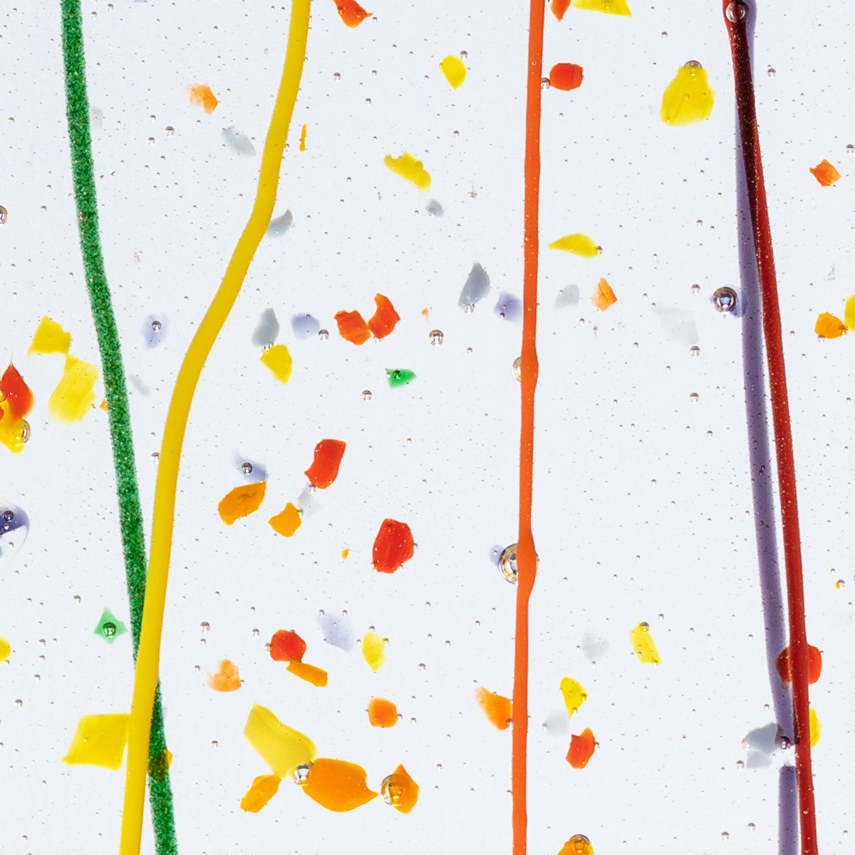 4247 Rainbow Frit & Streamer on Clear 90 COE Bullseye Fusing Glass Sheet 5x5 inch 3mm 90COE-
