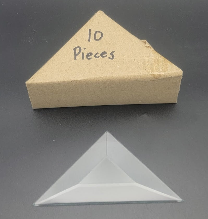 10 3x3x4.25 inch Beveled Top Flat Back Bevels Stained Glass Supplies Clear Triangle-