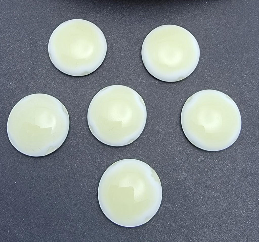 Vanilla Cream Reactive Six Handmade Design Elements 96 COE Blobs Gems Buttons Cabochon 96COE-