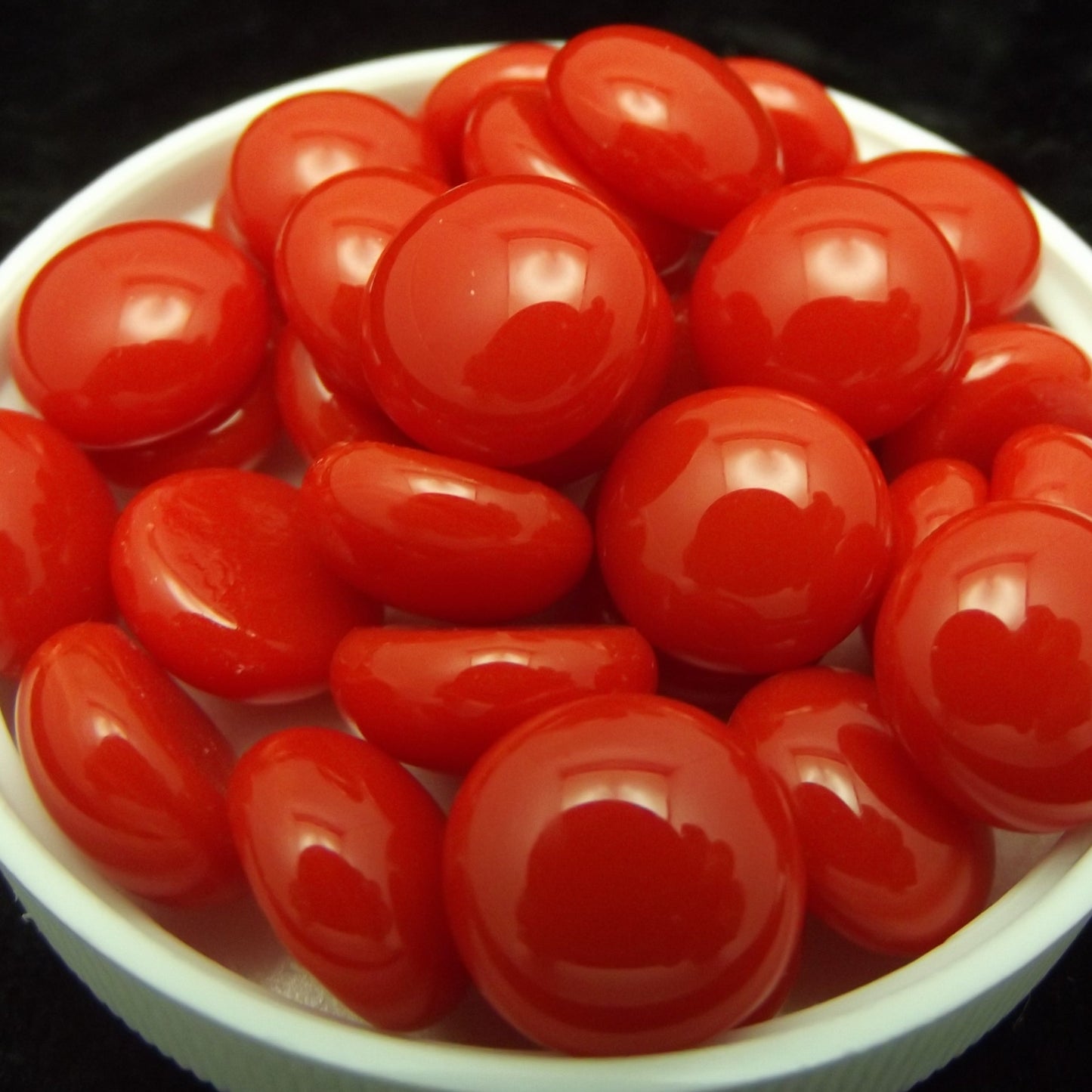 Red Opal Medium Handmade Glass Design Elements 25 pieces Pebbles Dots System 96 COE Oceanside Compatible-