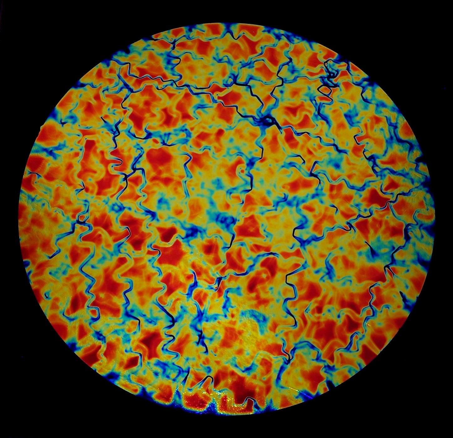 4x4" System 96 Thin Black - Fusion Cyan Dark Dark Red 96 COE Dichroic-