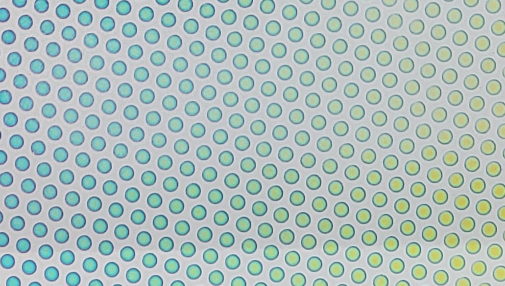 1x2" System 96 Thin Clear - Dot 1 Pattern on Rainbow 2 Dichroic 96 COE-