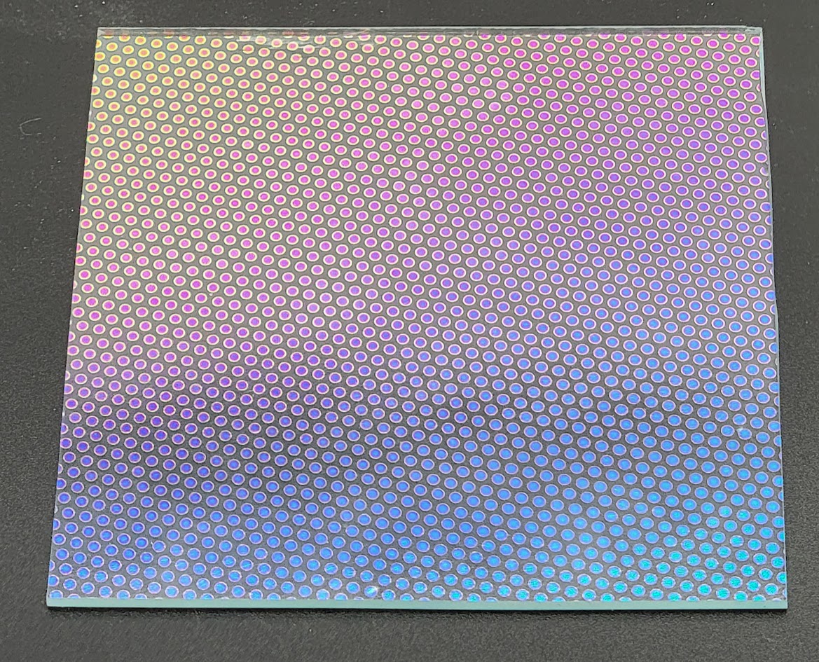 1x2" System 96 Thin Clear - Dot 1 Pattern on Rainbow 2 Dichroic 96 COE-