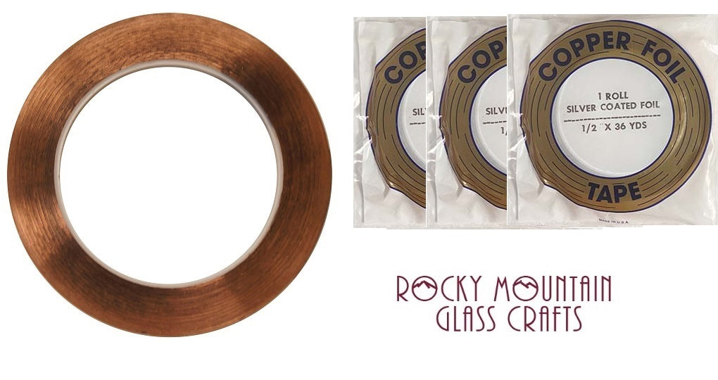 3 Packs 1/2" SILVER BACK EDCO Copper Foil Tape For Stained Glass 36 yards Supplies 1mil-