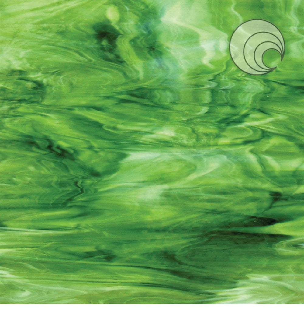 6022.82 Congo Greens: Deep, Mossy, Pale, Shadowy 12 x 12 Inch Pearl Opal 96 COE Sheet Glass-