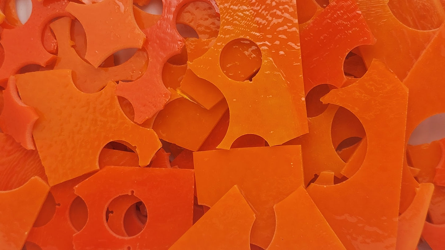 90 COE Orange Opal Striker (Mix) Scrap 8 Ounce Package Bullseye Glass-