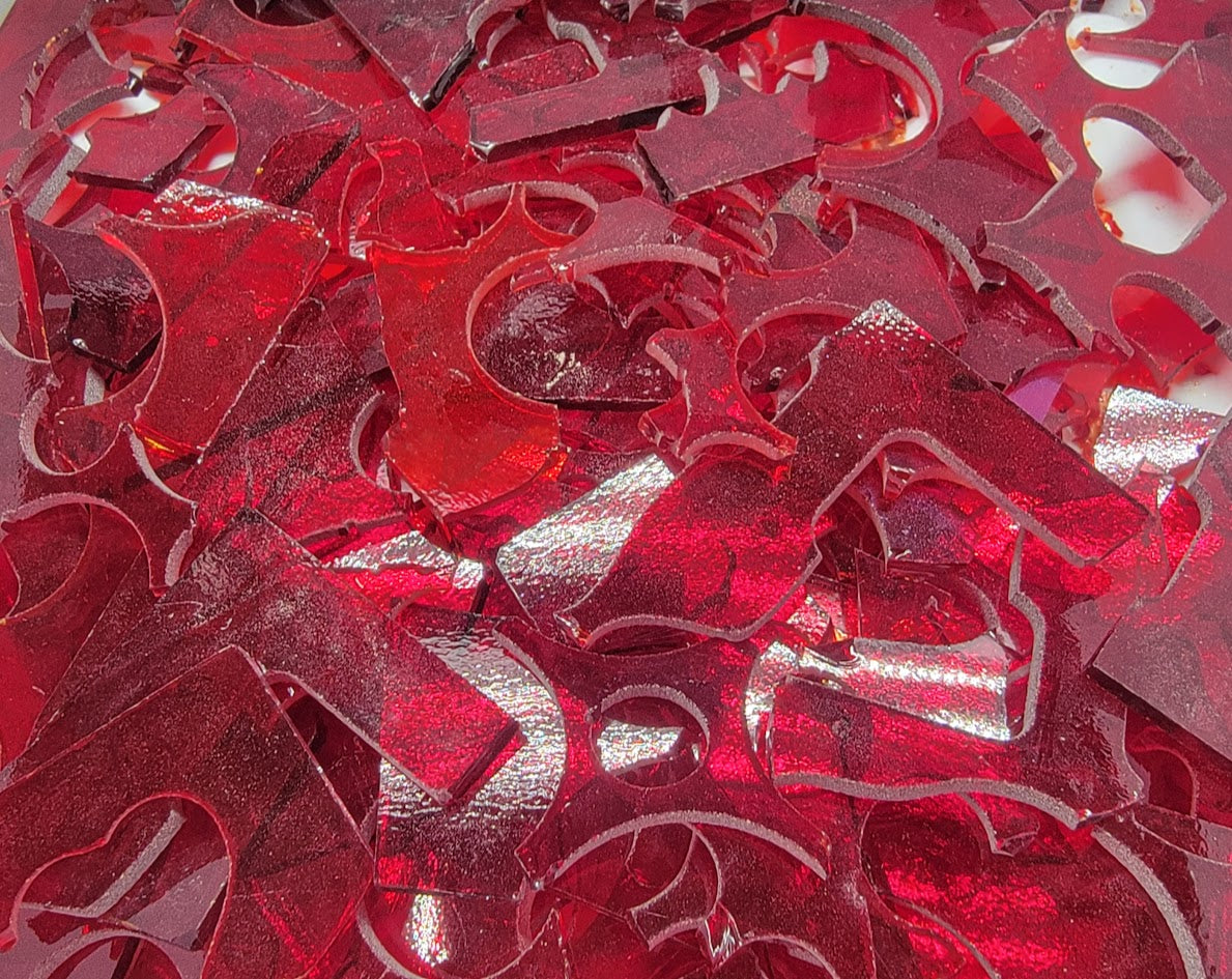 Transparent Reds 96 COE Scrap Glass 8 Ounce Package 96COE Sheet-