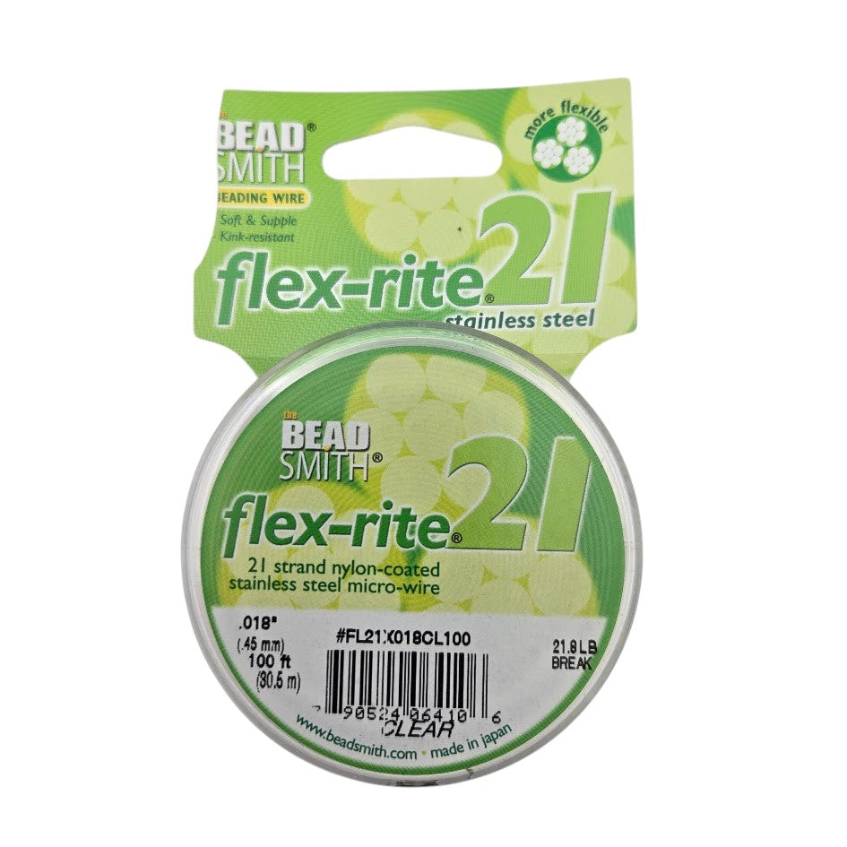 Damaged Package 100 feet Stainless Steel CLEAR .018" 21 Strand BEADSMITH FLEX-RITE Bead FLEXRITE-