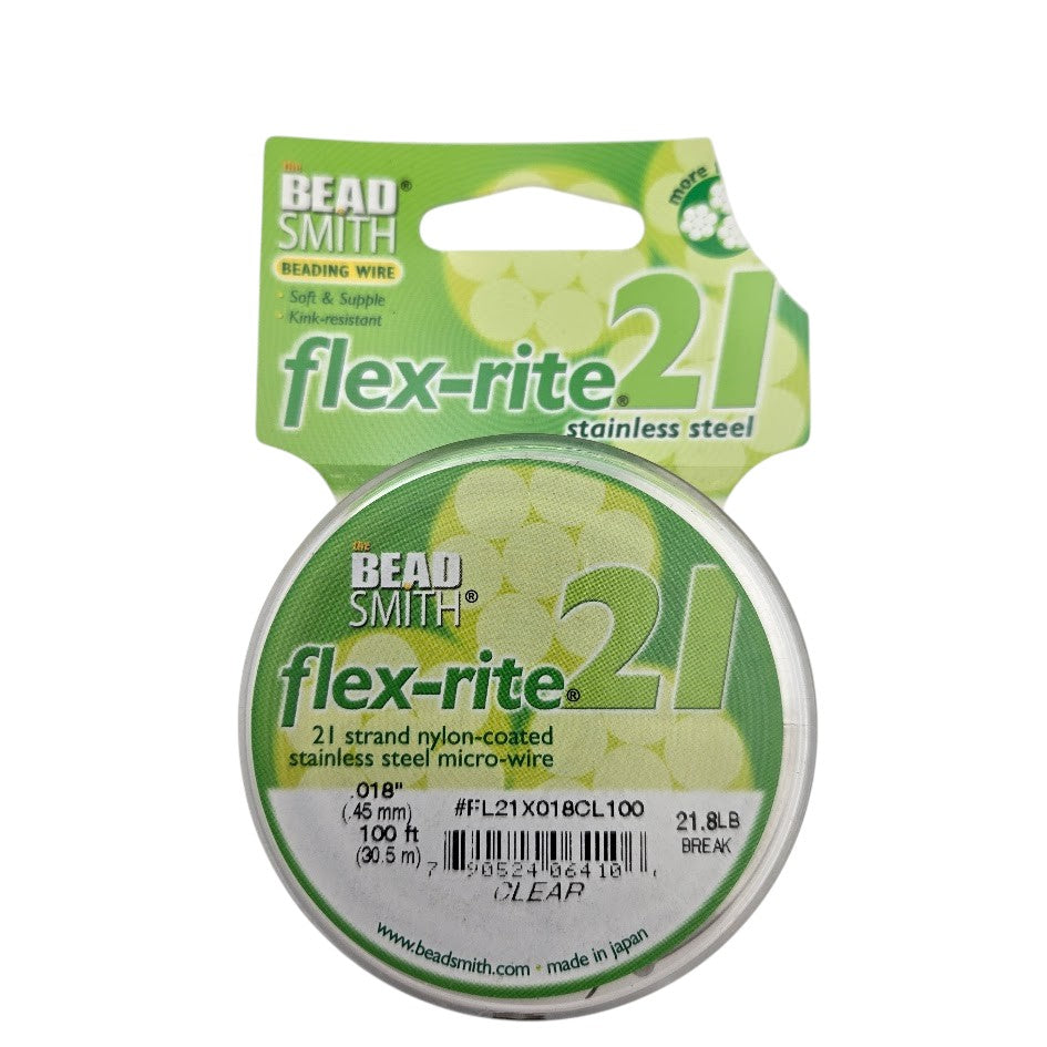 Damaged Package 100 feet Stainless Steel CLEAR .018" 21 Strand BEADSMITH FLEX-RITE Bead FLEXRITE-