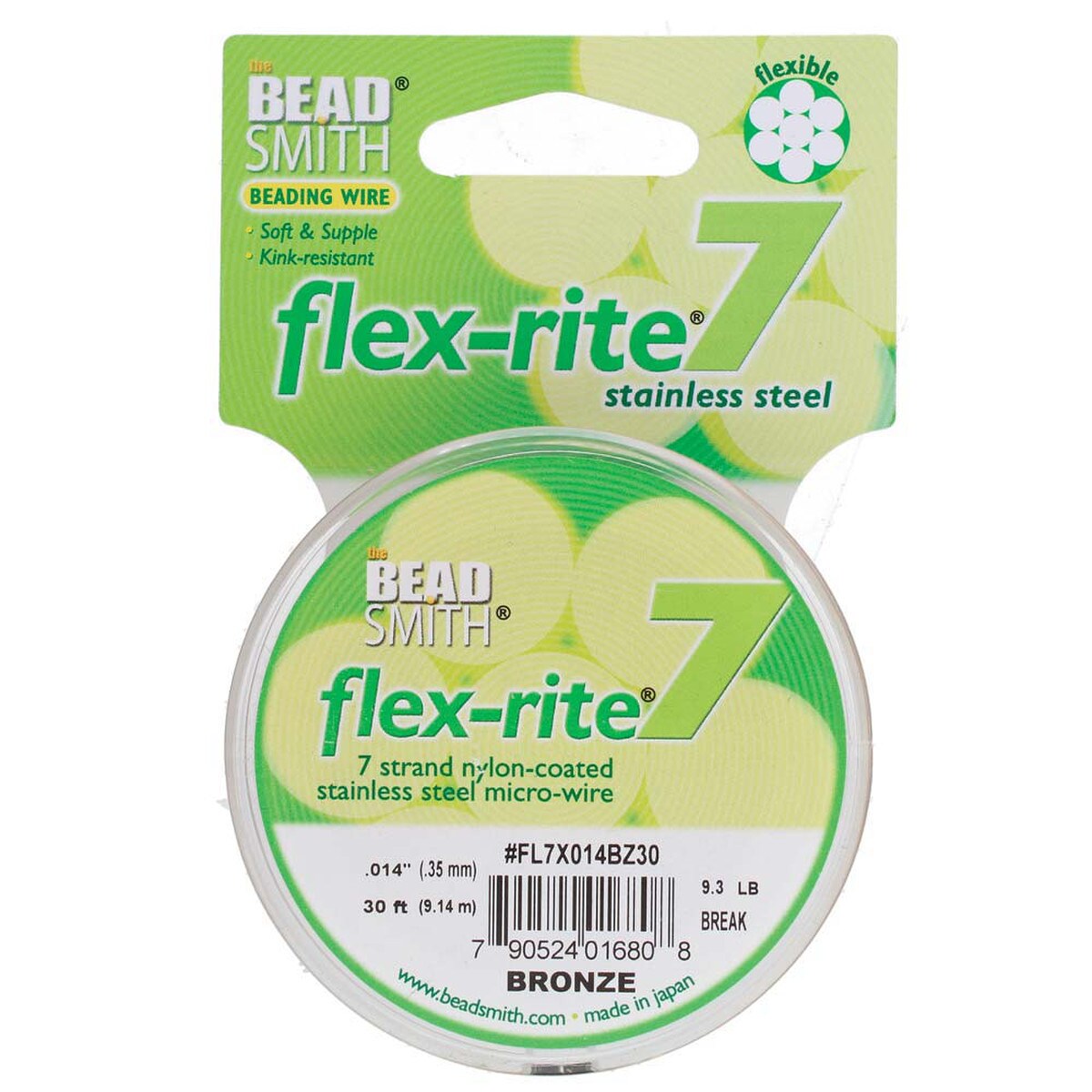 BRONZE COLOR .014" 7 Strand 30 feet BEADSMITH FLEX-RITE Beading Wire FLEXRITE